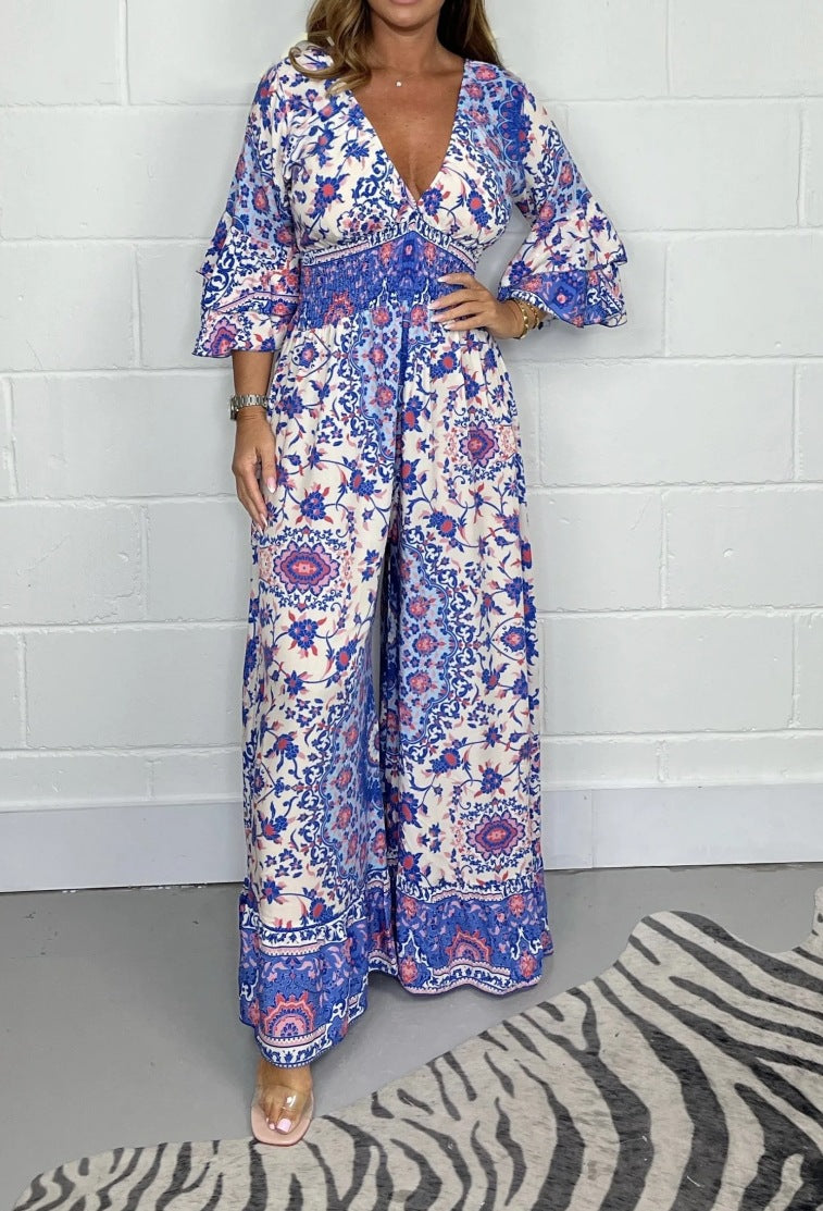 💗 Női nyári divat mély V-nyakú Jumpsuit